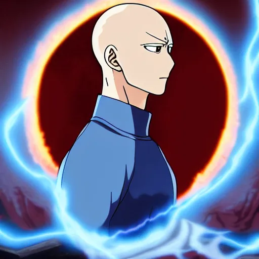 Prompt: portrait of saitama in the style of avatar the last airbender