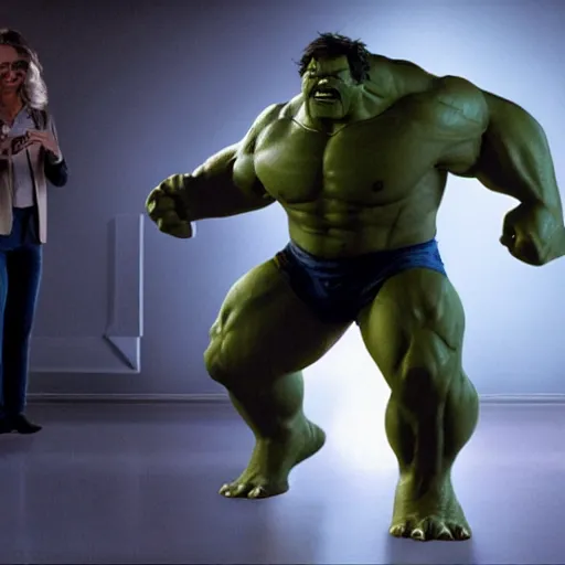 Image similar to jack black as the incredible hulk, movie still, action pose,