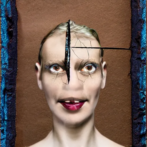 Prompt: digital collage of a face, surrealist split photographs