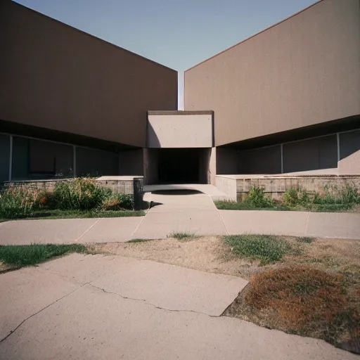 Prompt: a brutalist church designed by Periera in Idaho Falls, Idaho, 8k photography, Kodak Portra 400