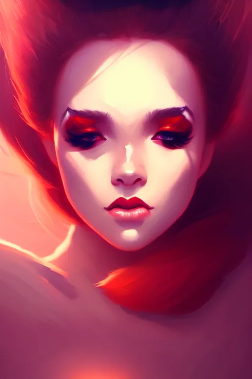 Image similar to a detailed portrait of a beautiful woman with ( red panda ) features, in professional makeup, dramatic lighting, by lois van baarle, ross tran, greg rutkowski, 4 k, trending on artstation