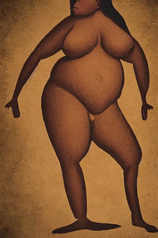 Prompt: ancient cave art of thick woman from 5 0. 0 0 0 bc.