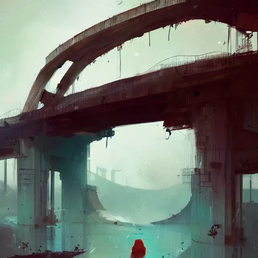 Prompt: the bridge over loneliness, by greg rutkowski, by conrad roset, digital art