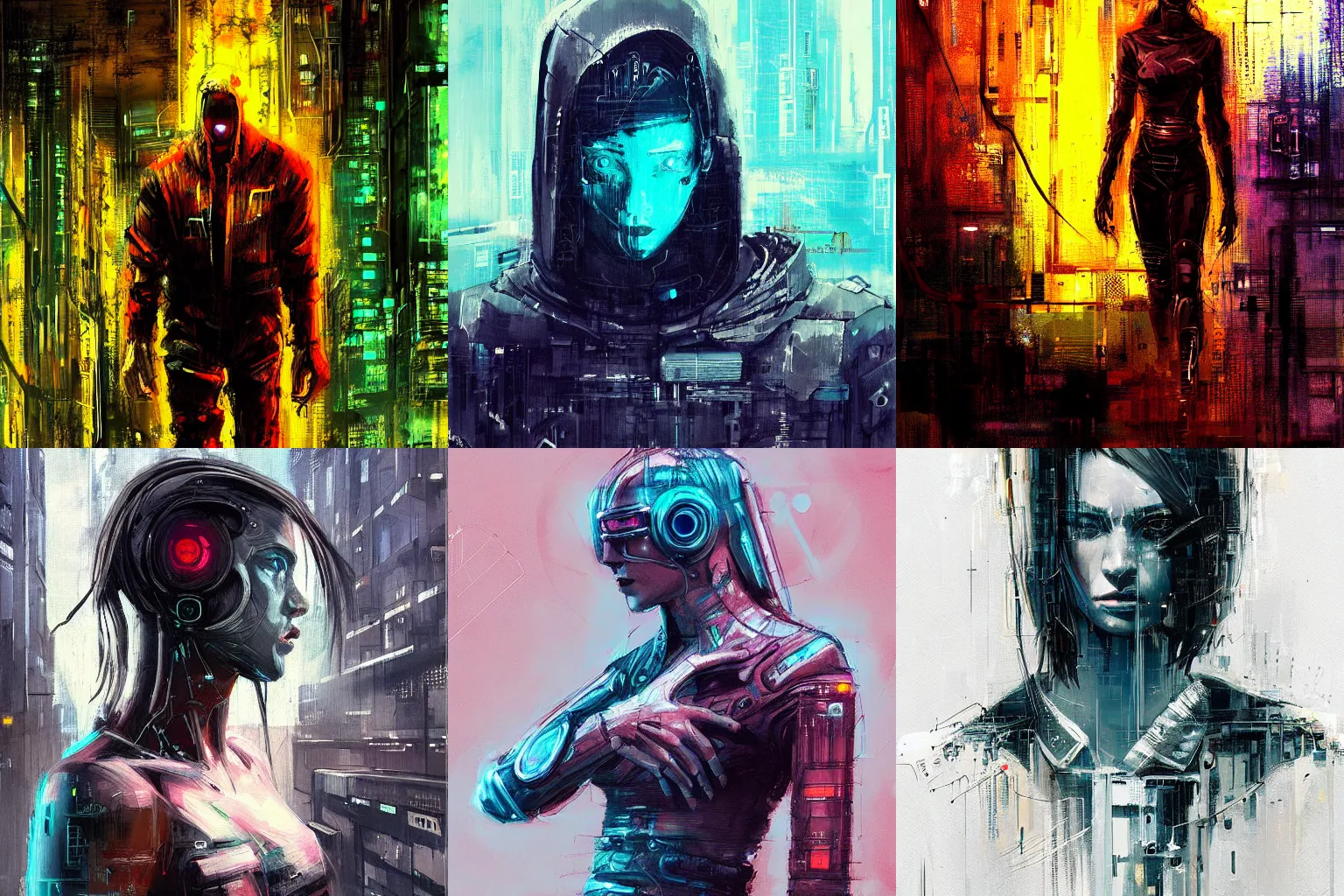 Prompt: cyberpunk android by Alena Aenami, by Guy Denning