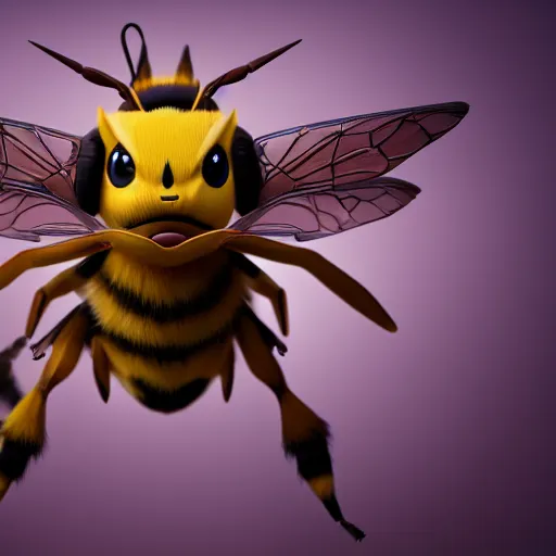 Image similar to photography of a realistic beedrill animal, ultra detailed, 8 k, cinematic lighting, natural background, trending on artstation, pokemon