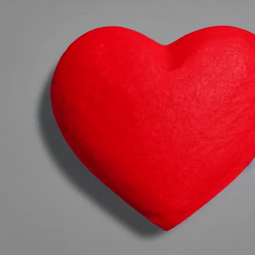 Image similar to 3d render of a badly formed red putty heart shape in the middle of a gray sheet of paper