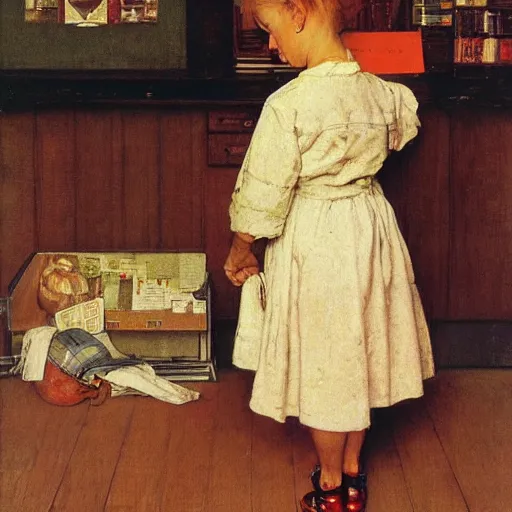 Prompt: girl child in the stlyle of norman rockwell