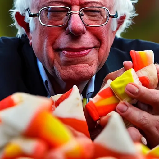 Image similar to bernie sanders eating candy corn