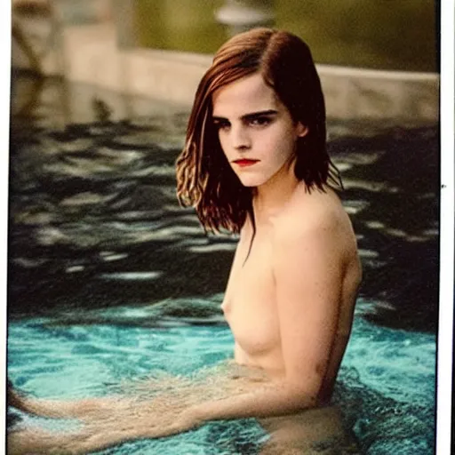 Image similar to intimate polaroid photo of emma watson submerging in water