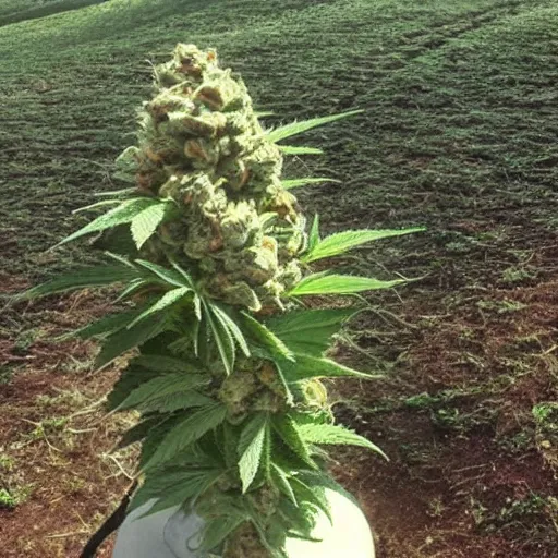 Prompt: beautiful giant marijuana bud as an obelisk