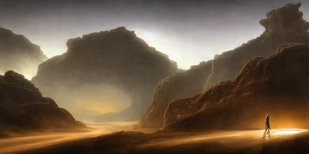 Image similar to sport car 2 0 2 2, volumetric light from nearby sources, style by caspar david friedrich and wayne barlowe and ted nasmith.