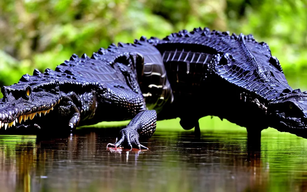 Image similar to Photomorph that fuses a crocodile with a crow