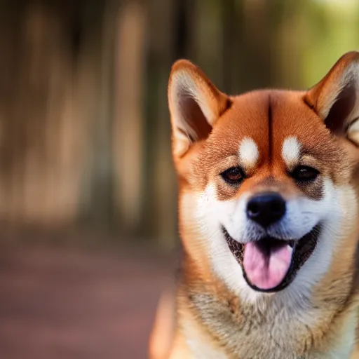 Image similar to professional photograph of handsome male happy smiling shiba inu