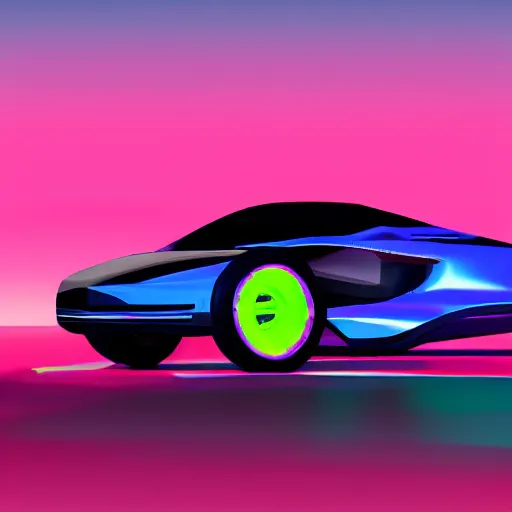 Image similar to neon synthwave f 1 2 2 concept car, at sunset, 8 k. filling most of the view