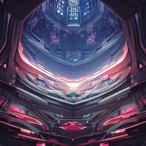 Image similar to “ inside a dome, cyberpunk art by vincent lefevre, behance contest winner, altermodern, cityscape, synthwave, matte painting ”