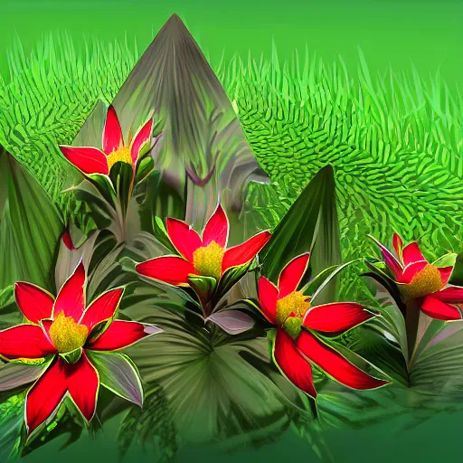 Image similar to a pogonia with a bromeliad pattern, digital art. trending on art station, unreal engine.