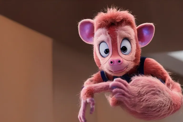 Image similar to live action spider ham from spiderverse wearing spandex in the style of a farm piglet ultra realistic, 4K, movie still, UHD, sharp, cinematic