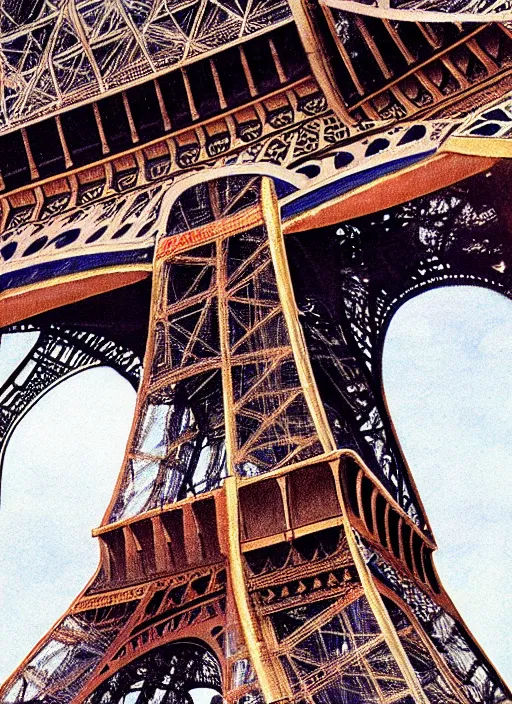 Image similar to realistic physically based rendering of a giant mechanical robot at the eiffel tower by jack kirby and simon bisley, epic, awesome trendy color palette, cinematic