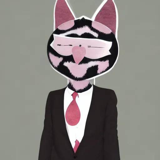 Image similar to anthropomorphic portrait man man wearing kitty cat costume cat-faced kitty cat furry calico juggalo man fuzzy ears eyes nose portrait ishbel myerscough