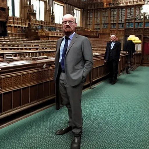 Prompt: Walter white inside the House of Commons