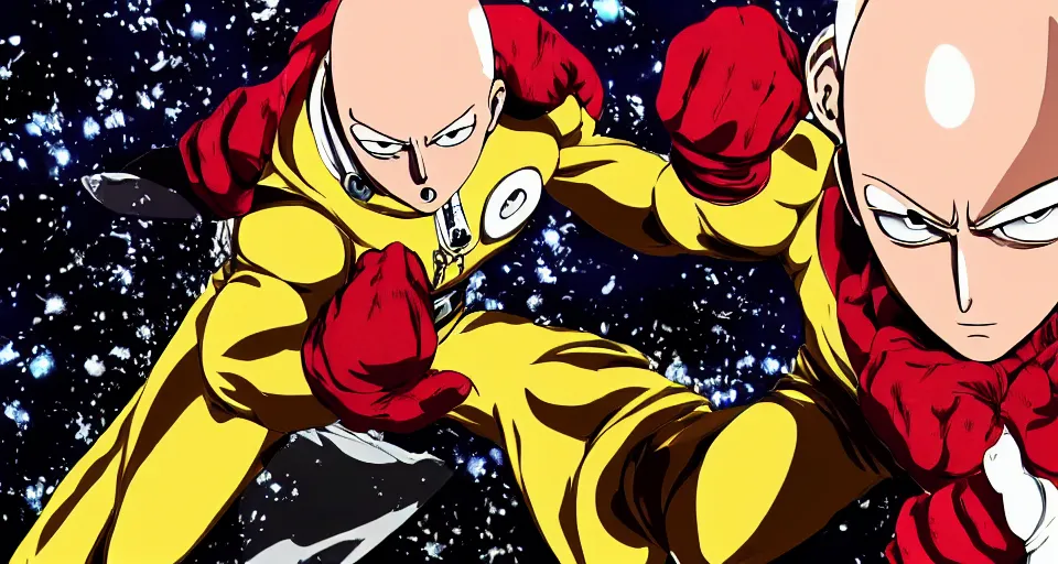 Image similar to one punch man,garou made of stars, animecenter composition, cinematic, trending on artstation, low level, 4K UHD image,-H 960