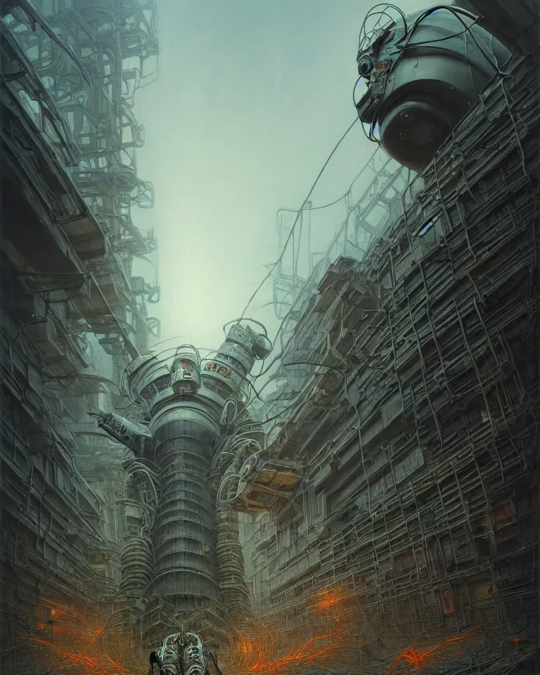 Image similar to low angle shot of a cyberpunk robot character, in chernobyl, intricate, elegant, highly detailed, centered, digital painting, artstation, concept art, smooth, sharp focus, illustration, artgerm, tomasz alen kopera, peter mohrbacher, donato giancola, joseph christian leyendecker, wlop, boris vallejo