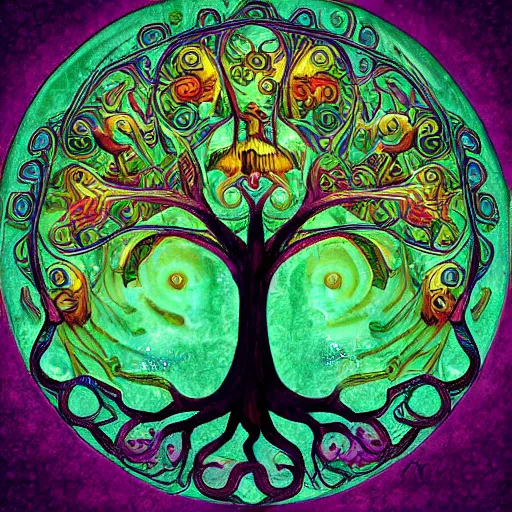 Image similar to tree of life, surrealistic, digital art, highly detailed
