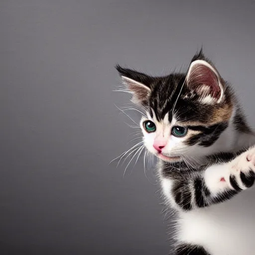 Image similar to kitten with cyborg body fighting