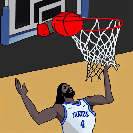 Prompt: Jesus dunking a basketball, hd