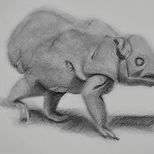 Image similar to petaurus breviceps, wildlife field sketch. petaurus breviceps charcoal field drawing, by john banovich