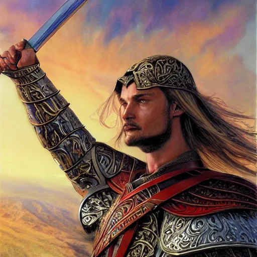 Image similar to noble prince rider Éomer of Rohan by Mark Brooks, Donato Giancola, Victor Nizovtsev, Scarlett Hooft, Graafland, Chris Moore