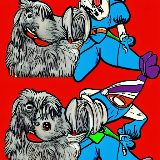 Image similar to pixie and brutus from pet foolery, comics style, computer art, high detail