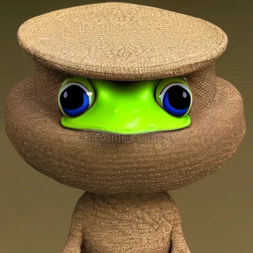 Prompt: a cartoon frog with big eyes and a hat, a stock photo by Dom Qwek, polycount, happening, booru, 4k, 8k