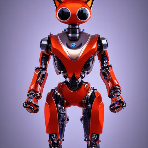 Prompt: photo full body of anthropomorph scifi fox robot, arstation, ultra detailed, photo realistic, 8k