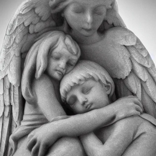 Prompt: beautiful angel comforting woman