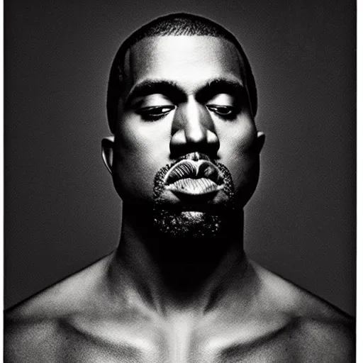 Prompt: a ( ( ( ( ( ( ( ( ( ( ( ( ( ( ( ( ( ( chiaroscuro lighting portrait ) ) ) ) ) ) ) ) ) ) ) ) ) ) ) ) ) of kanye west dressed as rick owens, black background, portrait by julia margaret cameron, shallow depth of field, 8 0 mm, f 1. 8