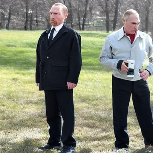 Image similar to walter white and putin in the park