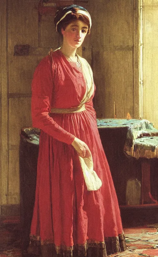 Image similar to maid in the manor by frederick goodall