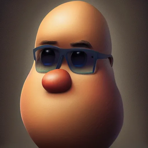 Image similar to teteaclaquestv mr potato head caricature, artgem, digital painting, color painting, hyperrealistic, concept art, oil painting, masterpiece, concept art, trending on deviantart, realistic and detailed face, highly detailed, high quality, 8 k, soft lighting, fancy colors, fantasy, cinematic, high coherence