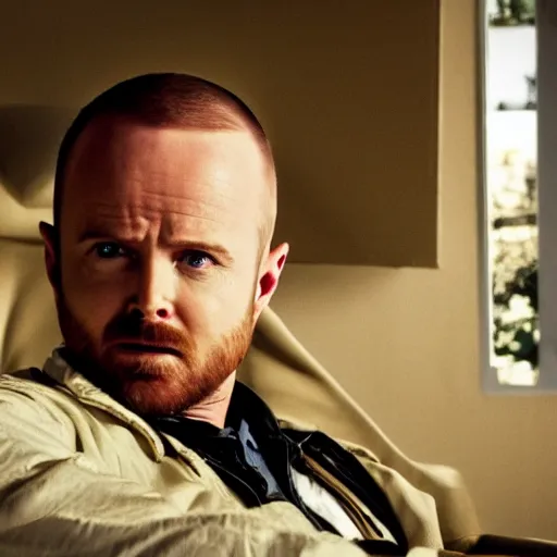 Image similar to Live Action Still of Aaron Paul dressed as and playing Walter White in Breaking Bad, real life, hyperrealistic, ultra realistic, realistic, highly detailed, epic, HD quality, 8k resolution, body and headshot, film still