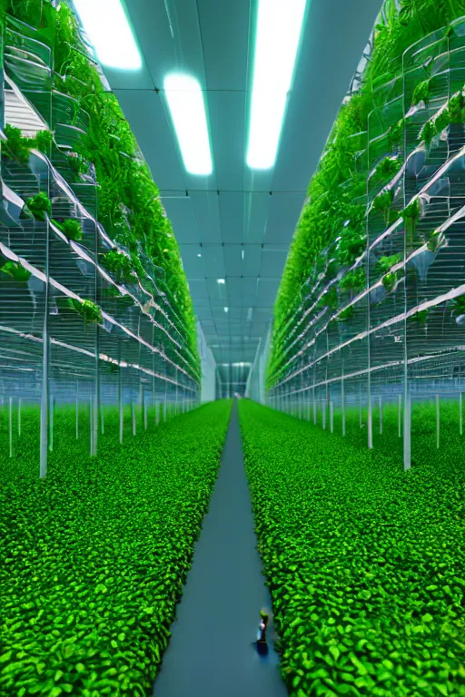 Image similar to vertical farming, solarpunk, studio ghibli, octane render, 4 k