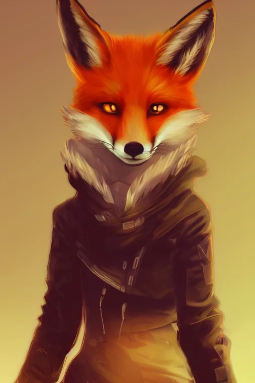 Image similar to a fox fursona, trending on artstation, by kawacy, furry art, digital art, cyberpunk, high quality, backlighting