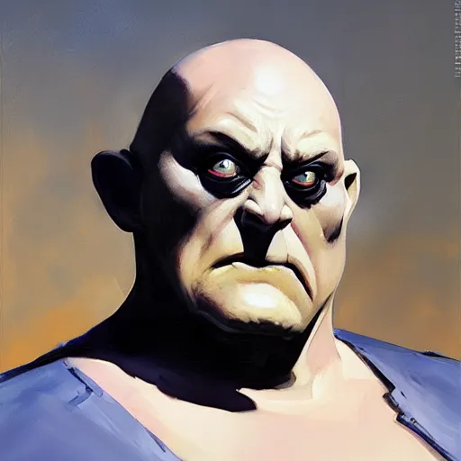 Prompt: greg manchess portrait painting of armored uncle fester from addams family as overwatch character, medium shot, asymmetrical, profile picture, organic painting, sunny day, matte painting, bold shapes, hard edges, street art, trending on artstation, by huang guangjian and gil elvgren and brom