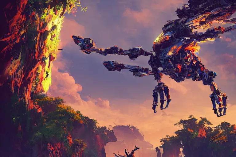 Image similar to sunwing machine mecanical creature robot of horizon forbidden west horizon zero dawn bioluminiscence global illumination ray tracing hdr fanart arstation by ian pesty and alena aenami artworks in 4 k
