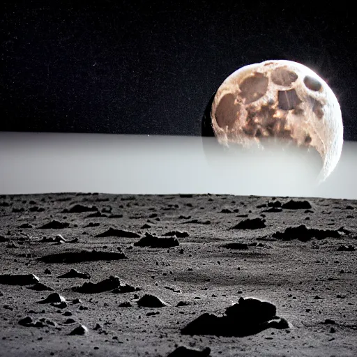 Prompt: award winning photo of the moon crashing on earth
