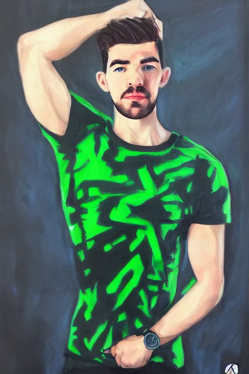 Image similar to Sean McLoughlin, Jacksepticeye, Irish Youtuber, solo portrait, body builder gigachad 🎨🖌️