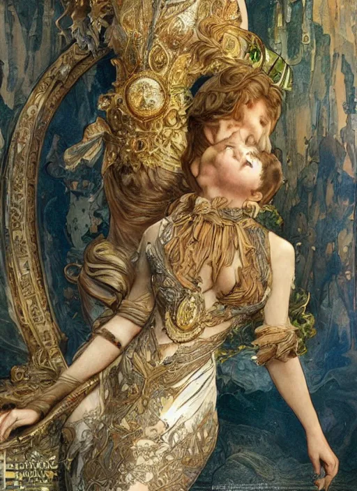 Image similar to Emma Watson as God of Beautifully, full body shot, cute, fantasy, intricate, elegant, highly detailed, digital painting, 4k, HDR, concept art, smooth, sharp focus, illustration, art by alphonse mucha,artgerm, H R Giger