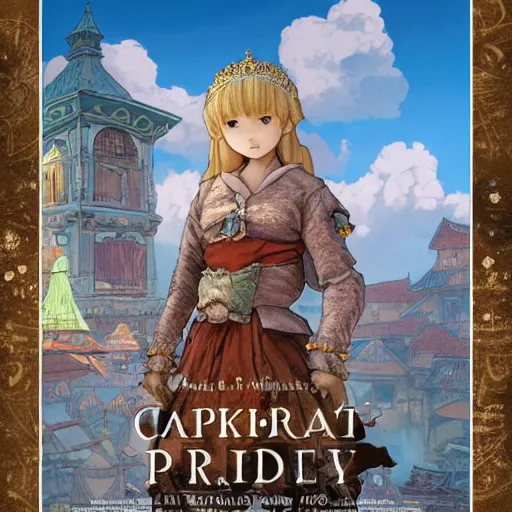 Image similar to character portrait of the capybara princess with gorgeous detailed eyes in the marketplace in the sky, color page, tankoban, 4 k, tone mapping, doll, akihiko yoshida, james jean andrei riabovitchev marc simonetti, yoshitaka amano, long hair, curly, greater capybara, giant cavy rodent, h. hydrochaeris