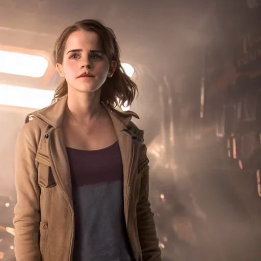 Image similar to Emma Watson in Ready Player One, XF IQ4, 150MP, 50mm, F1.4, ISO 200, 1/160s, natural light