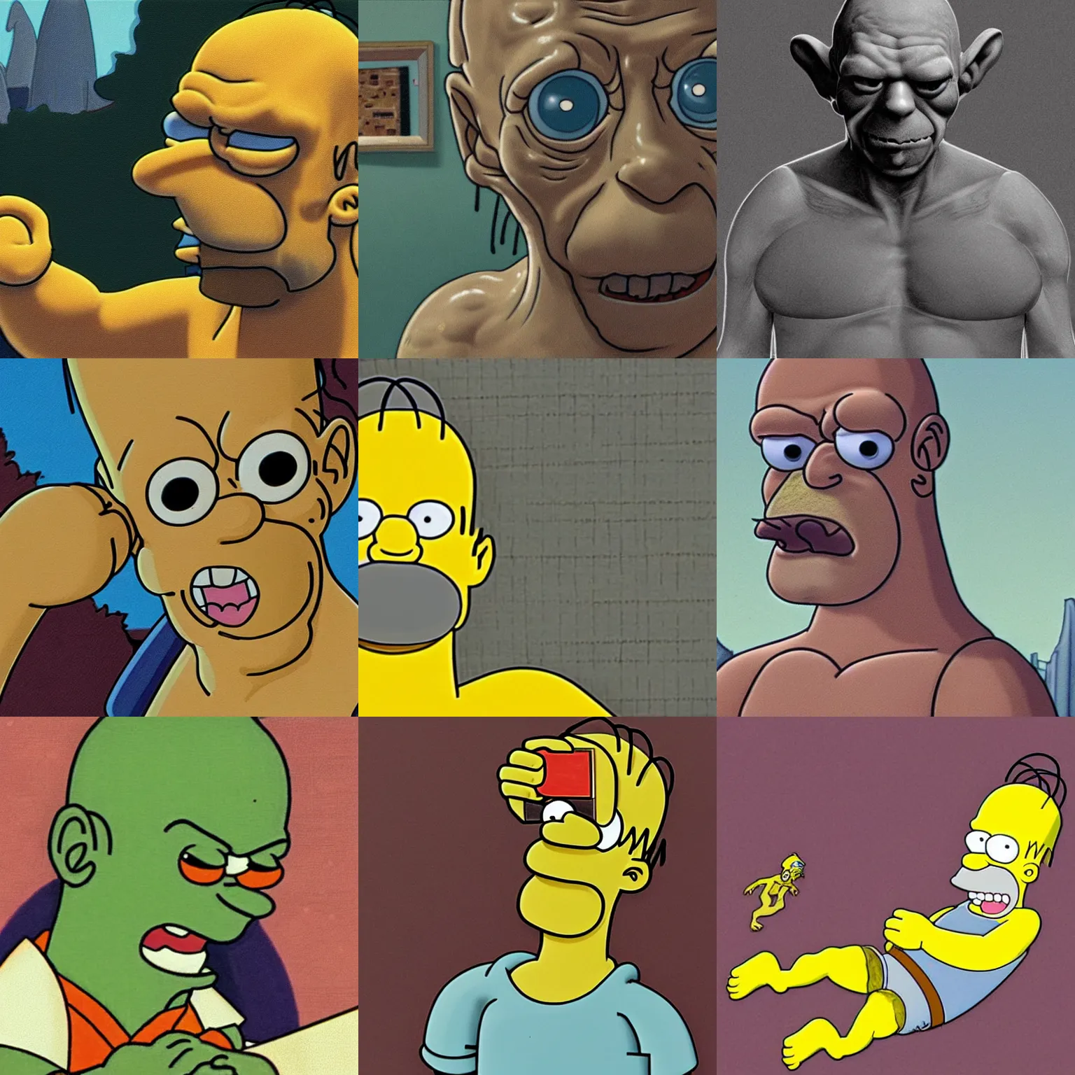 Prompt: homer simpson as gollum, high detail